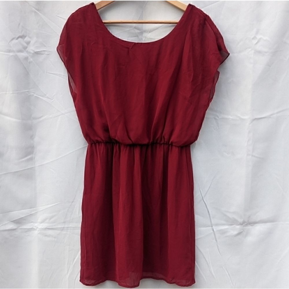 City Triangles maroon dress cinched waist size med spring summer all season dres